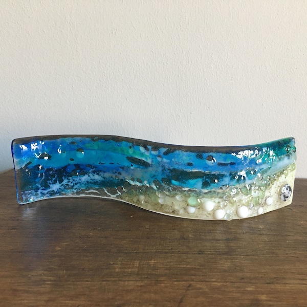 Mini Beach and Sea Fused Glass Curve