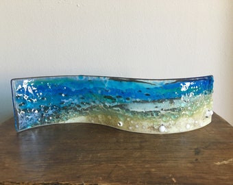 Beach and Sea Fused Glass Curve