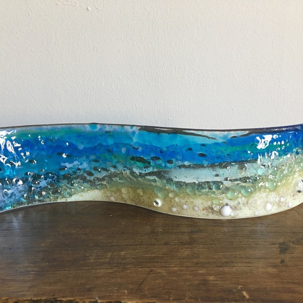 Beach and Sea Fused Glass Curve