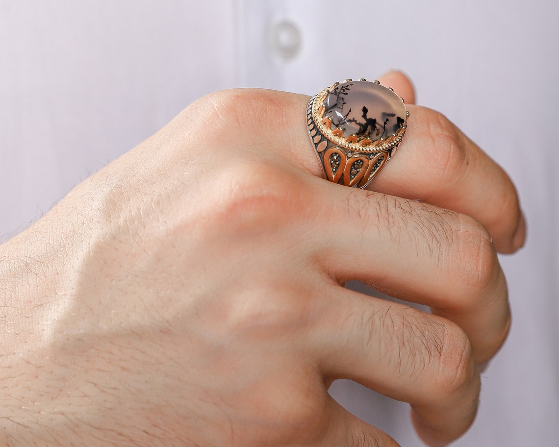 925 Sterling Silver Aqeeq Ring Carnelian Ring For Men Large Etsy