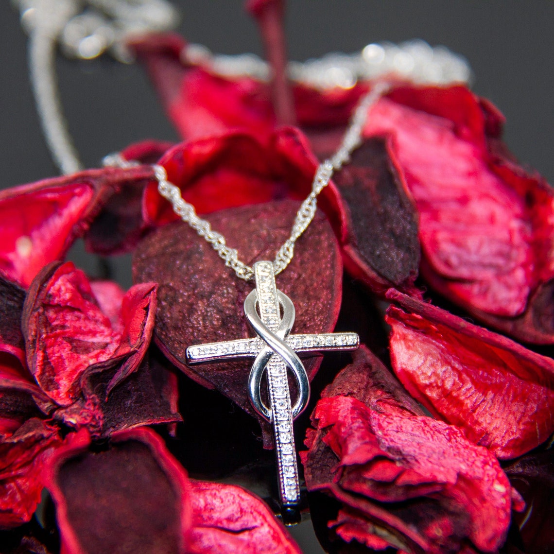 Sterling Silver Cross Necklace for Women Infinity Cross Etsy