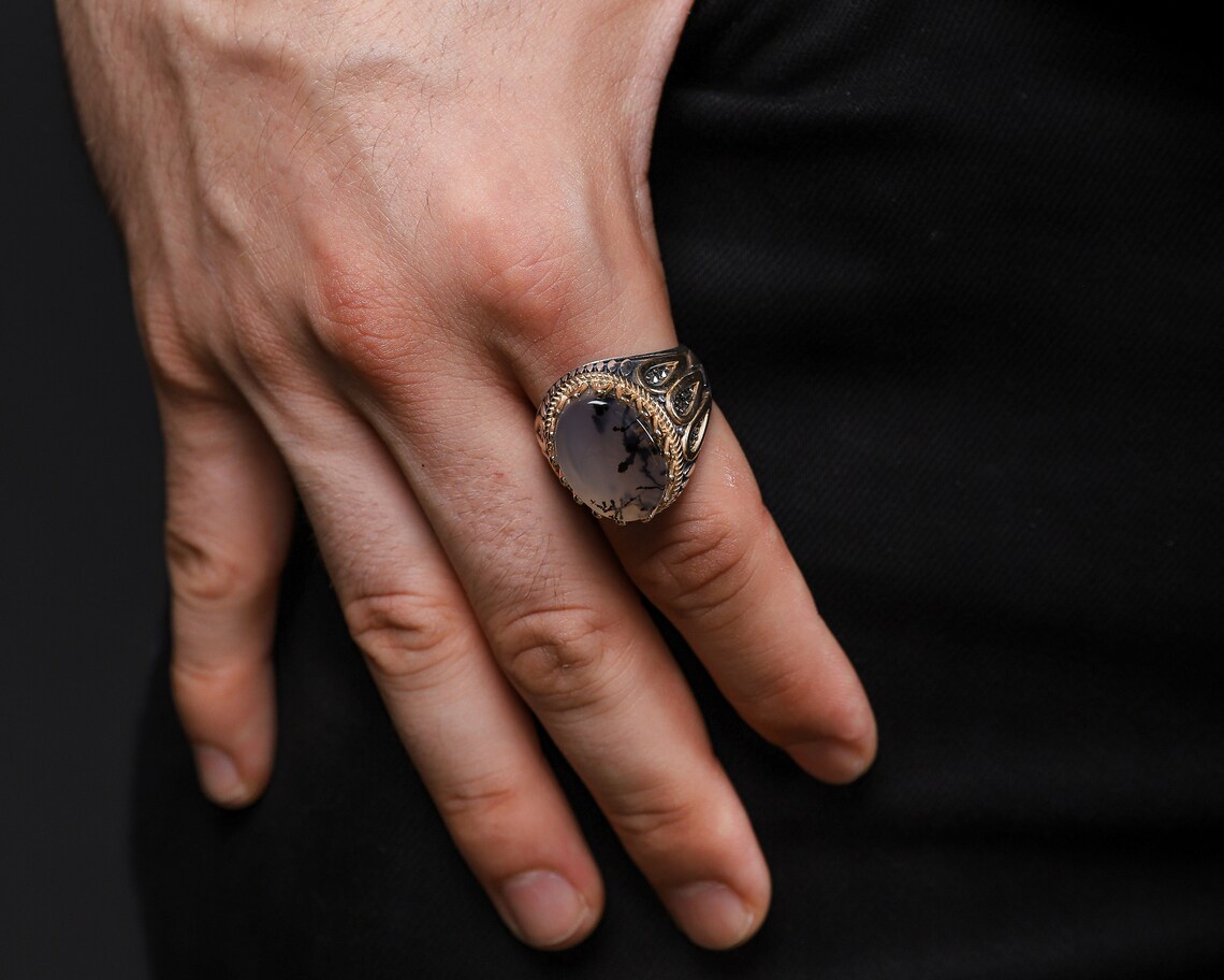 925 Sterling Silver Aqeeq Ring Carnelian Ring For Men Large Etsy