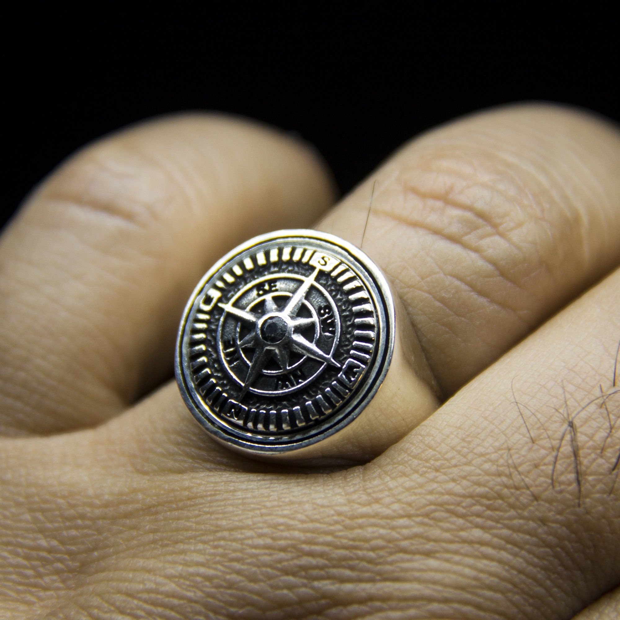 925 Sterling Silver Compass Ring Thumb Rings For Women Cool | Etsy