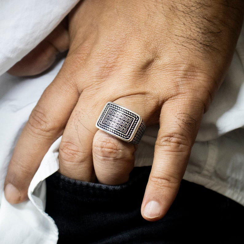 925 Sterling Silver Black Ring Thumb Rings For Women Cool Etsy