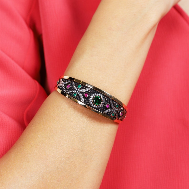 Silver Bracelets For Women Vintage Jewelry Boho Jewelry Cute Bracelets Charm Bracelet Emerald Ruby Bracelet Bangles Bracelets