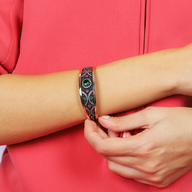 Silver Bracelets For Women Vintage Jewelry Boho Jewelry Cute Bracelets Charm Bracelet Emerald Ruby Bracelet Bangles Bracelets