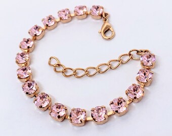 Rhinestone Tennis Bracelet 50s Glamor Gal VLV Rockabilly Prong Set Rhinestones