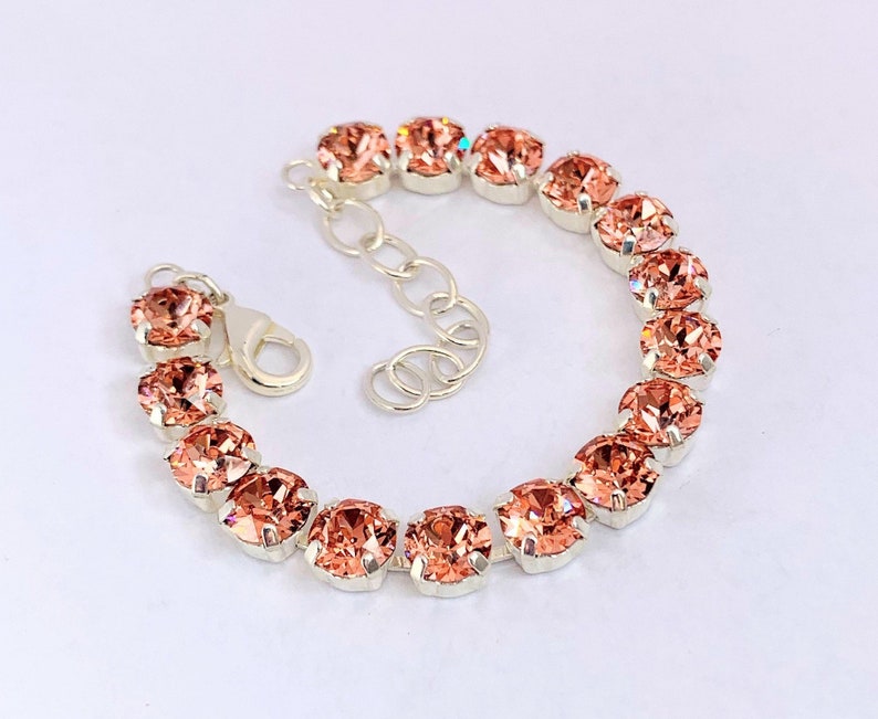 Morganite rose pêche swarovski bracelet en cristal ...