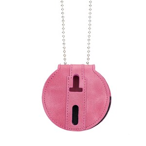 Dusty Rose Pink  Full Grain Leather Round Police Badge Holder Belt Clip - Optional to Use Around The Neck