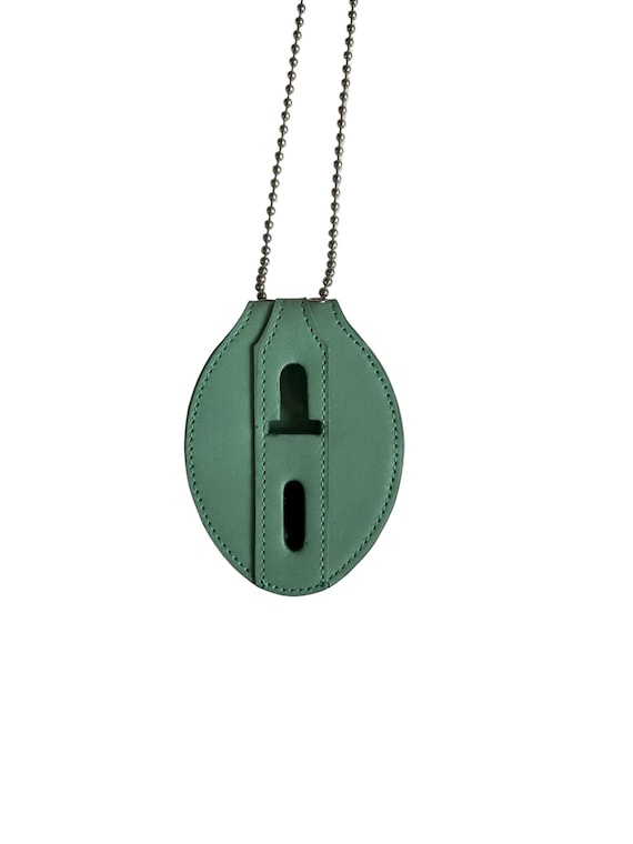 Turquoise Full Grain Leather Oval Police Badge Holder Belt Clip Optional to Use Around the Neck Etsy UK