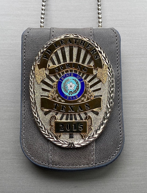 Details about   LEATHER NECK CHAIN POLICE BADGE HOLDER FIT FOR All badges 