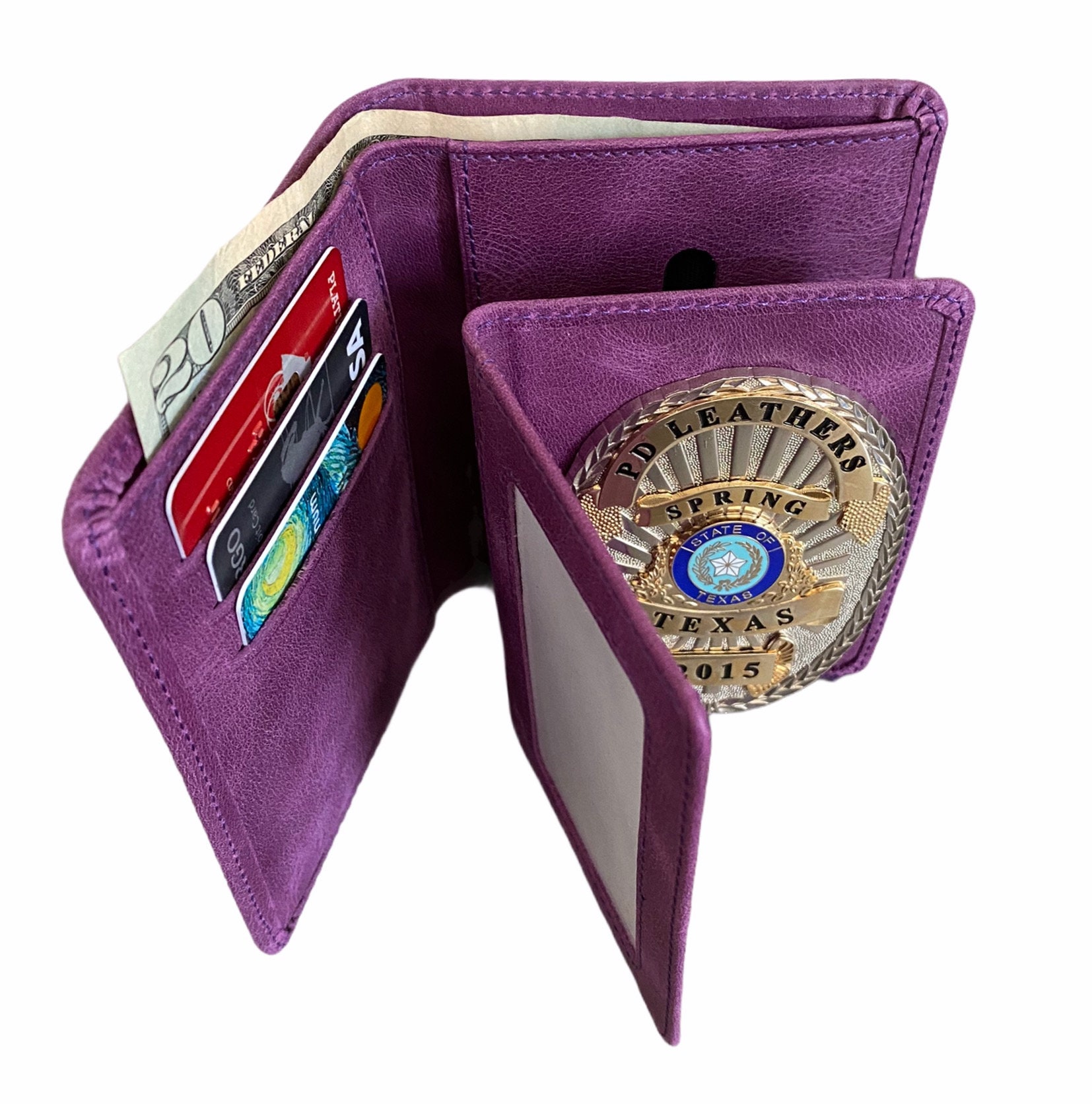 Police Badge Wallet Bright Purple All Leather For Pin Back | Etsy