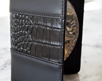 Police Badge Wallet  All Leather Universal Fit-Black Croc