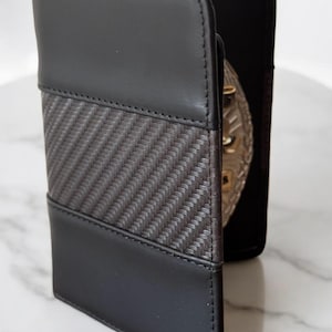 Polizei Abzeichen Brieftasche Alle Leder Universal Fit-Carbon Black Leder für Pin Back Abzeichen