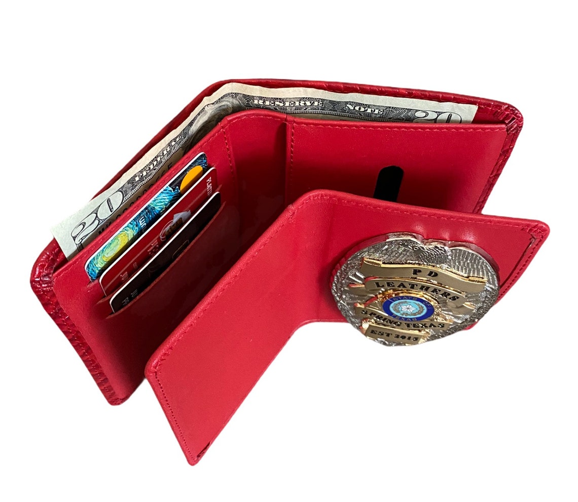 Police Badge Wallet All Leather Universal FitRed CrocFor Etsy