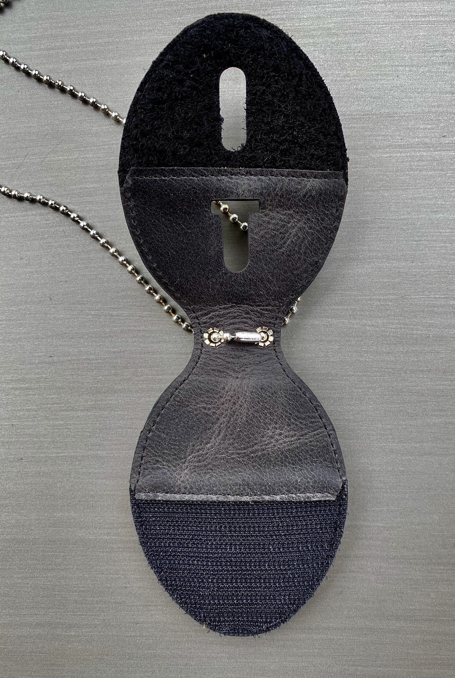 Black Full Grain Leather Oval Police Badge Holder Belt Clip Etsy