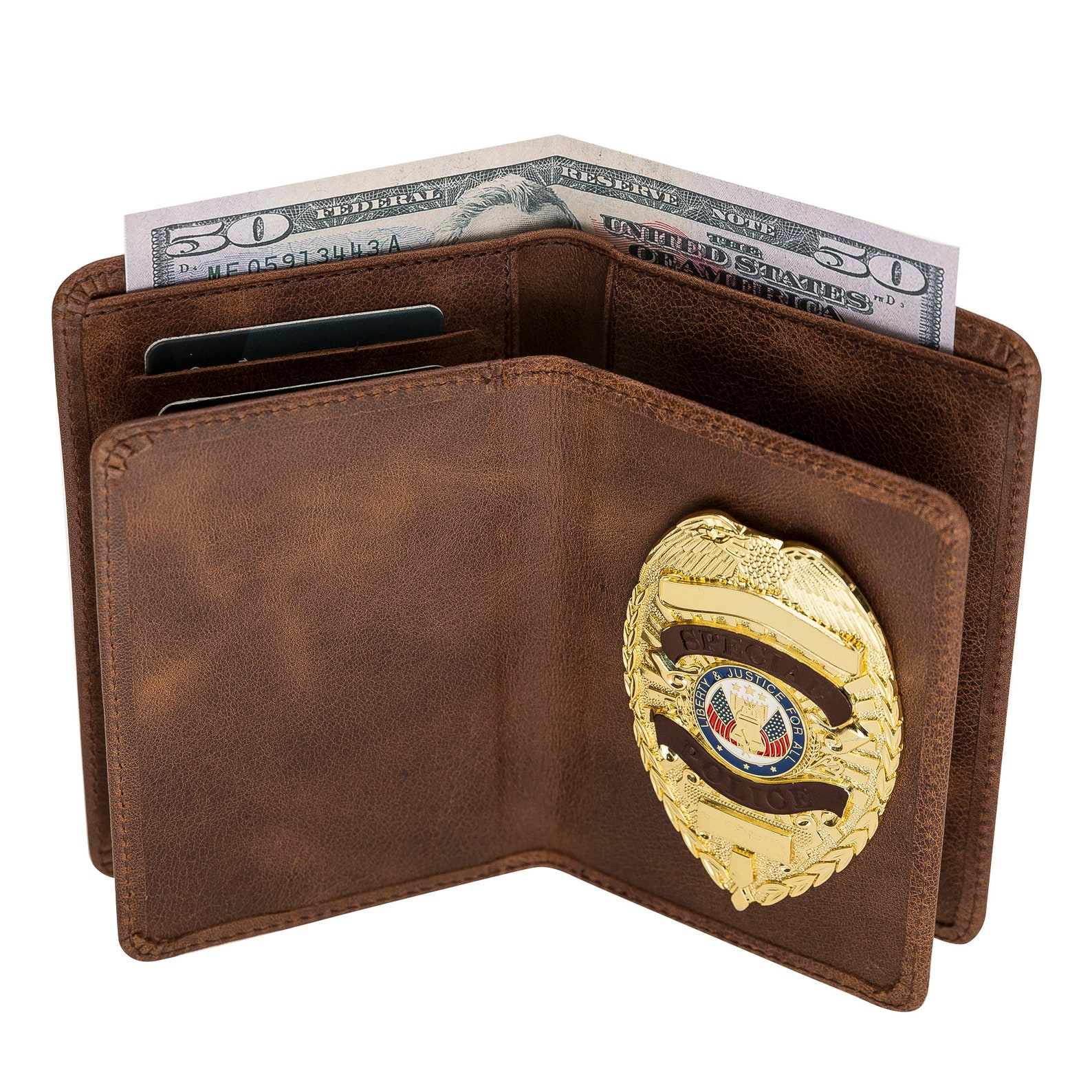 Police Badge Wallet All Leather Universal Fit Brown CrocFor Etsy