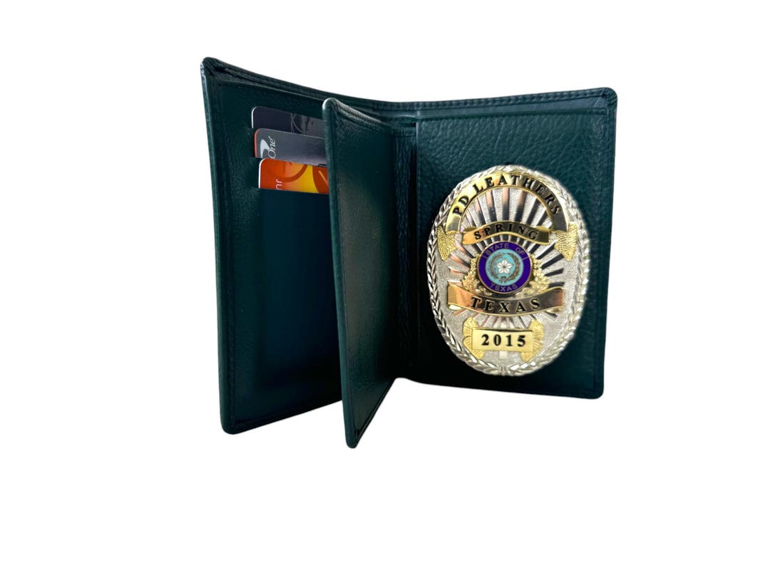Police Badge Wallet All Leather Universal Fit- Hunter Green - Etsy