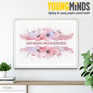 NO RAIN, NO Flowers Print, Benefits Charity, Digital Download, Gift, Home Print, motivational, Art, inspirational, boys room, girls room