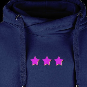 Neon STARS on navy blue Cross Neck Hoodie women men unisex