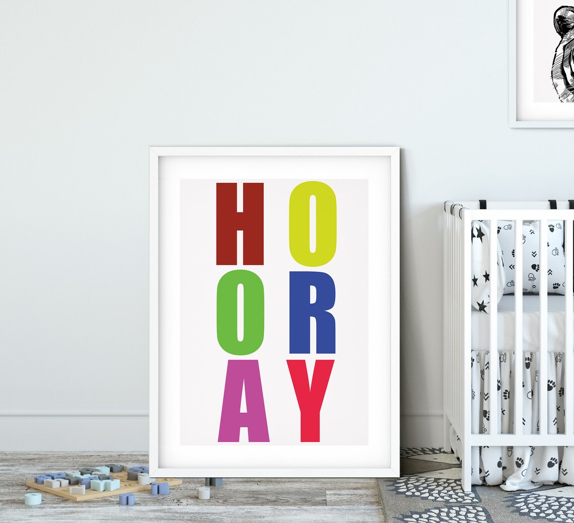 HOORAY PRINT Digital Download Nursery Print Wedding Gift - Etsy
