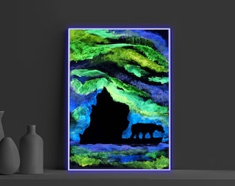 Polar Bear-Glow in de Dark schilderij