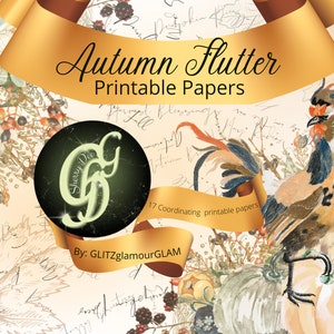 Autumn Flutter Printable Digital Paper; Scrapbooks, Junk Journal, Crafting, Altered Books, DIY
