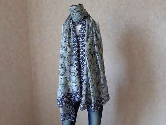 BIG Vintage scarf. Shawl Retro. Multicolored Scar… - image 4