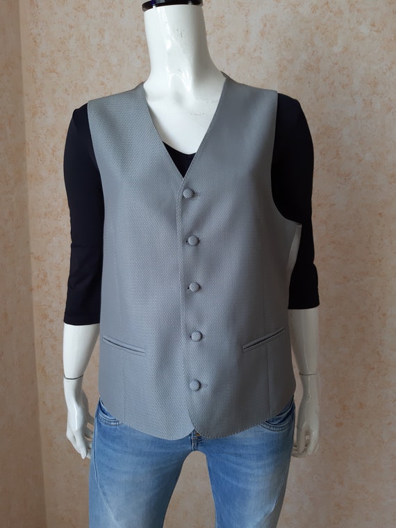 Vintage vest Gray Wool Viscose Folk Vest Vintage … - image 7
