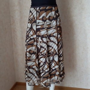 Vintage Skirt, Cool Summer Soft Brown Skirt, UK 14, US 10 Size L, Office business style, Summer skirt, Folk skirt, Lined skirt