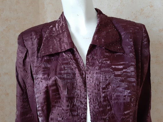 Vintage Rayon jacket Rayon Burgundy Women jacket … - image 4