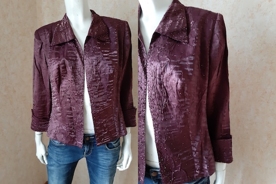 Vintage Rayon jacket Rayon Burgundy Women jacket … - image 1