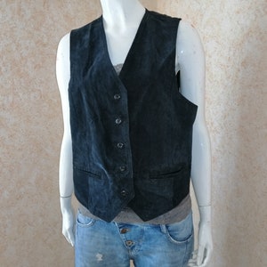 Vintage vest. Suede vest. 1970". Blue vest. Vintage jacket. Patchwork style. S Size vest. Leather Bohemian vest. Jacket for Women