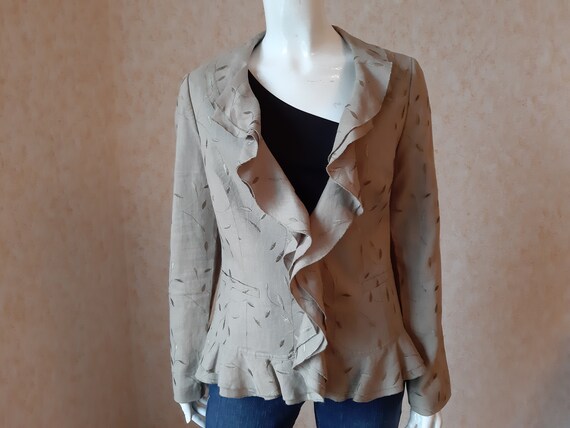 Vintage jacket Linen Jacket Women jacket Gray Coat Size 12 M Vintage Lady Viscose blazer Clasic jacket Office jacket