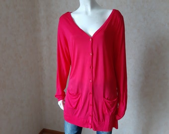 90s Pink Cardigan, Vintage Sweater Cardigan, Vintage Cardigan, Pink Cardigan, Cardigan Sweater, Beyou Cardigan, SIZE XL Cardigan