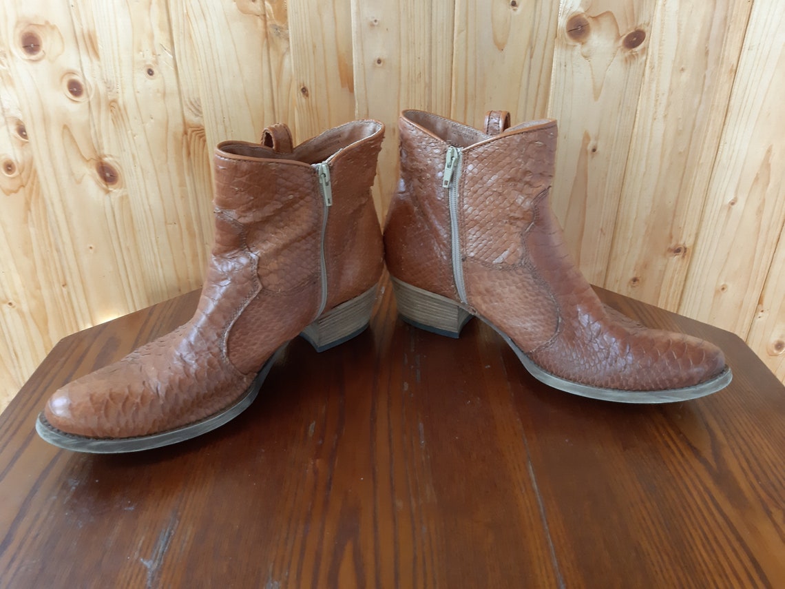 Vintage Leather Brown Italian Country Western Cowboy Boots Mens 41 EU / 8 US / 7.5 UK Unisex Cowboy Boots, foto 3 di 5