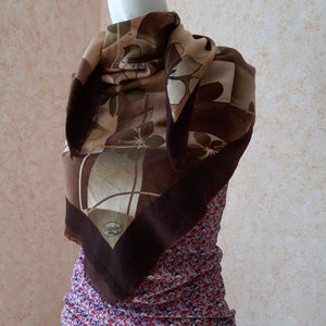 Vintage Ustunler scarf. Brown Shawl Wool Woman Scarf Flowers Scarf Scarf for Women Vintage Women Shawl Vintage muffler Scarves for women