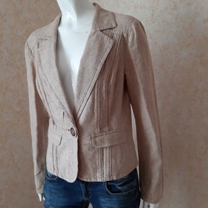 Vintage Blazer Linen Jacket Women Blazers Gray Coat Size M US 6 Vintage Lady Button blazer Office jacket clasic jacket