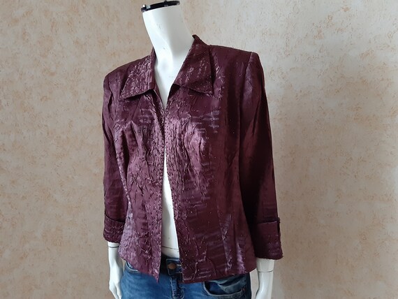 Vintage Rayon jacket Rayon Burgundy Women jacket … - image 3