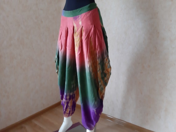 Vintage Viscose Baggy Fit Harem Viscose Multicolo… - image 3