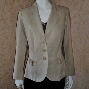 Vintage jacket Linen Jacket Women jacket Beige Coat Size L Vintage Lady Button blazer Clasic jacket Office jacket