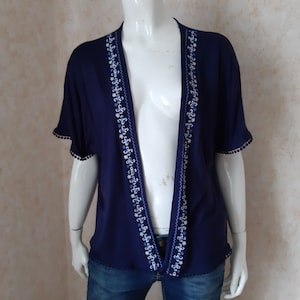 Vintage 1990s Ladies shirt Blue Top Blouse SIZE M Vintage top Blouse Vintage women&#39;s blouse Hippy blouse Woman shirt