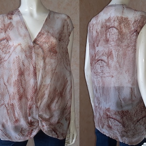 Vintage 1980s Ladies shirt Brown Top Blouse SIZE M Vintage top Multicolored Blouse Vintage women&#39;s blouse Hippy blouse Woman shirt