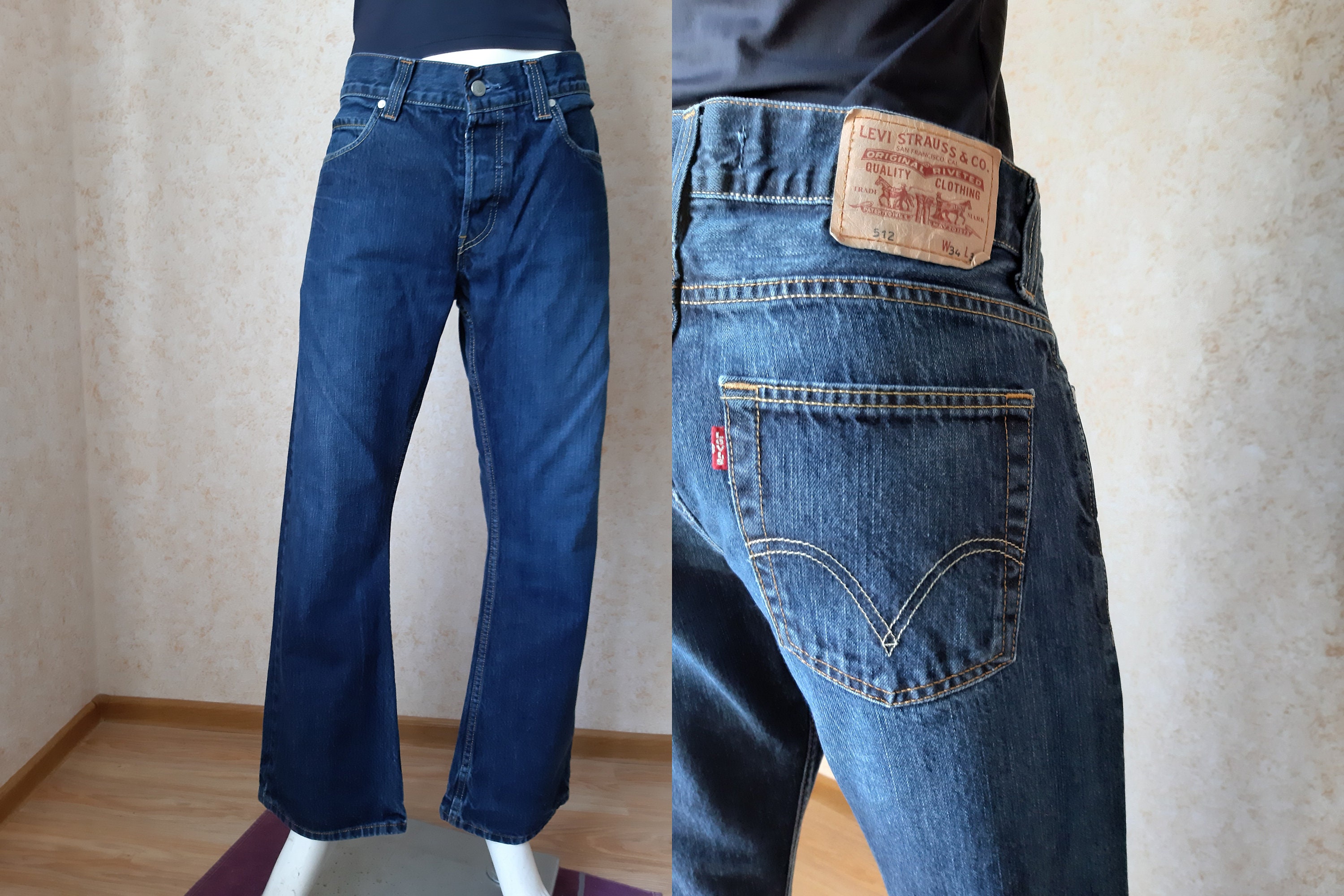 Vintage Classic Jeans 512 W34 jeans Pierna recta Grunge - Etsy España