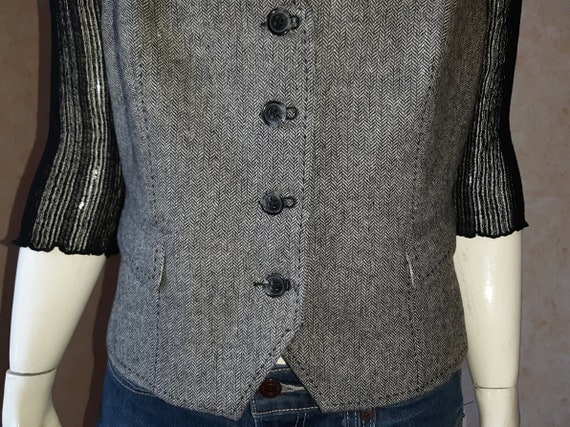 Vintage vest Gray Wool Viscose Folk Vest Vintage … - image 6