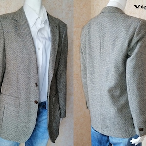 Vintage Blazer Retro Jacket Men&#39;s Blazers Light Gray  Coat Size L Vintage Dandy Elegant blazer Button blazer