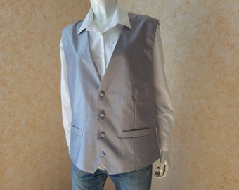 vintage Taylor Wright gilet 1970" gilet gris veste vintage pour homme veste sans manches patchwork style XL taille gilet Boho gilet veste pour homme