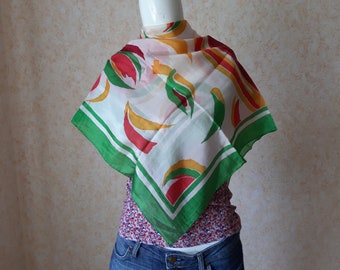 Designer scarf. Vintage silk scarf. Woman Scarf. Unisex scarf. Vintage scarf. Multicolor shawl. Scarves for women. China Silk scarf