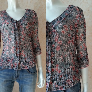Vintage Robex Viscose Ladies shirt Flowers Top Blouse SIZE US 6, UK 10, M Vintage top Blouse Vintage women&#39;s blouse Hippy blouse Woman shirt