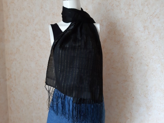 Vintage scarf. Shawl Retro. Black Scarf. Woman Sc… - image 4